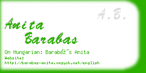 anita barabas business card